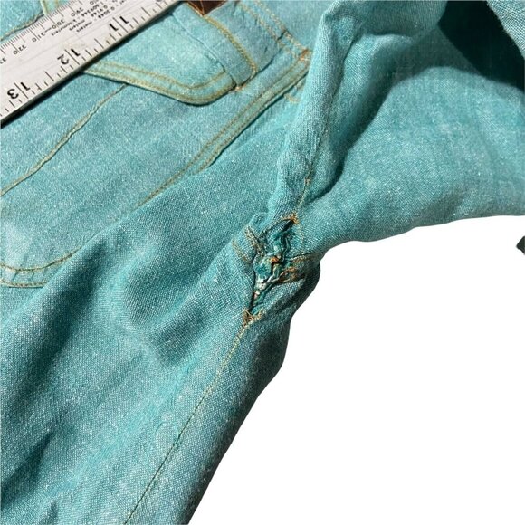 Vintage MTO Button Up Men's XL Green‎ LS Sleeve 90s Jade *Flaw Read** - Picture 2 of 10